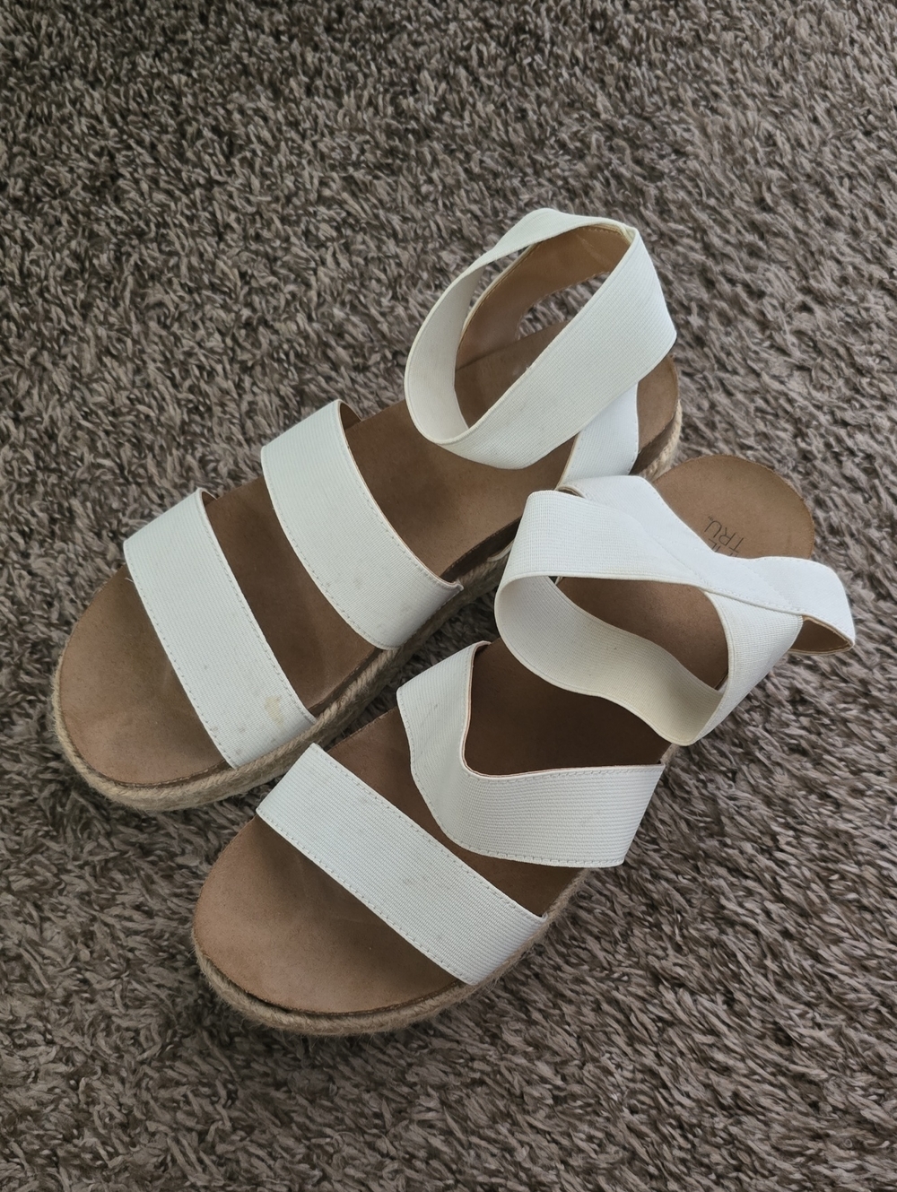 Time And Tru White Elastic-Strap Women’s Sandals - Comfort Espadrille Style